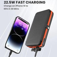 Solar Charger 27000mAh Power Bank 22.5W Fast Charging Portable Phone Charger with 4 Solar Panels USB C PD External Batt