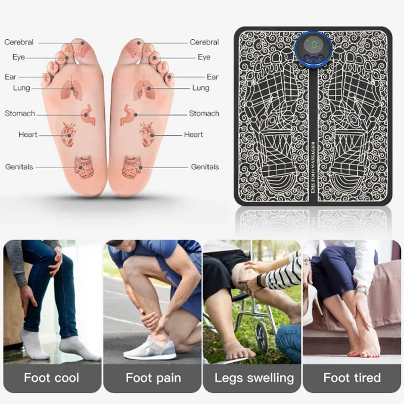 Smart Electric Foot Massager Pad Foldable EMS Muscle Stimulation Massage Mat Improve Blood Circulation Relief Pain Relax Feet