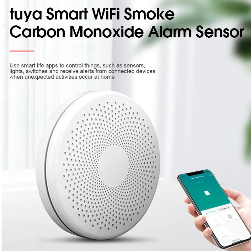 2 In 1 Version WiFi Function Tuya And Smart Life Smoke Detector Sensor & Carbon Monoxide Co Gas Detector Smoke Fire Sound Alarm