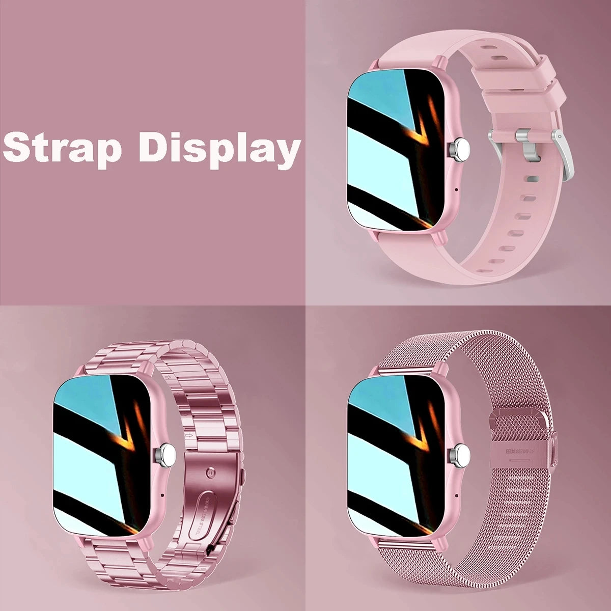 +3pc Square Smart Watch Women Men Smartwatch Touch Dial Calls Music Smartclock For Android IOS Fitness Tracker Sport Smart-watch