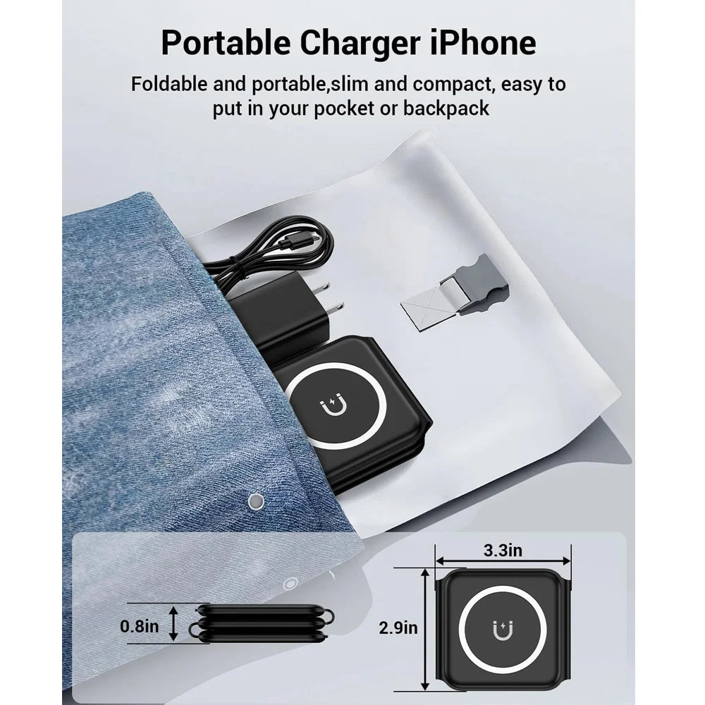 100W 3 in 1 Magnetic Wireless Charger Pad Stand for iPhone 15 14 13 12Pro Max Airpods iWatch Fast Wireless Charging Dock Station