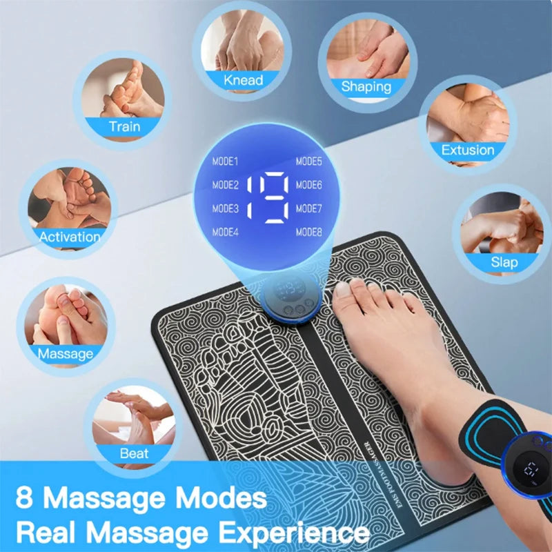 Smart Electric Foot Massager Pad Foldable EMS Muscle Stimulation Massage Mat Improve Blood Circulation Relief Pain Relax Feet