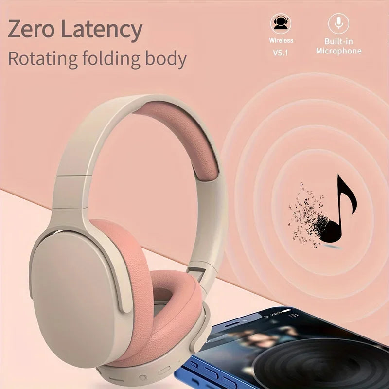 P2961 Bluetooth headphone over ear stereo HiFi headset true wireless sports with earphone TF/aux music player with mic for gift