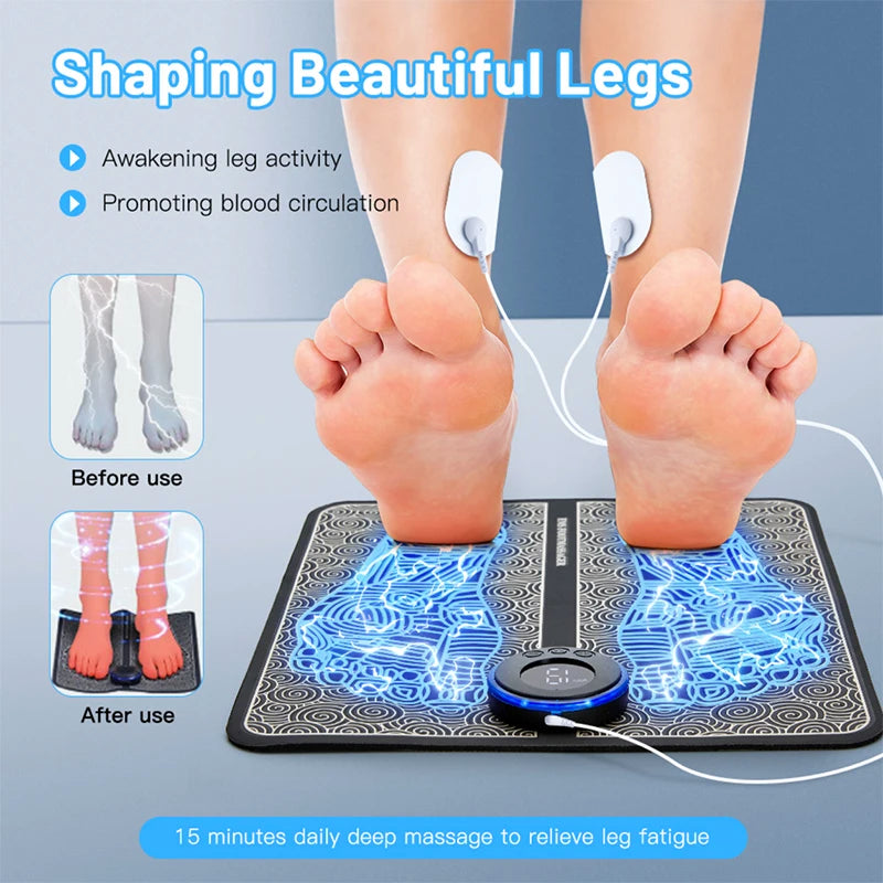 Smart Electric Foot Massager Pad Foldable EMS Muscle Stimulation Massage Mat Improve Blood Circulation Relief Pain Relax Feet