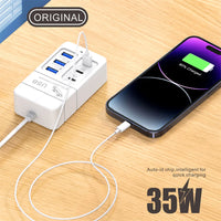 USB PD Charger for Xiaomi 14 Type C Muti 6 Ports Mobile Cell Phone Travel Wall Adapter Portable Fast Charging for Samsung S24