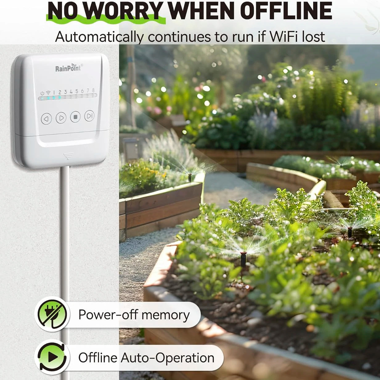 RAINPOINT 8 Zone Smart Sprinkler Controller,WiFi Sprinkler System Controller,APP Control Irrigation System, Sprinkler Timer