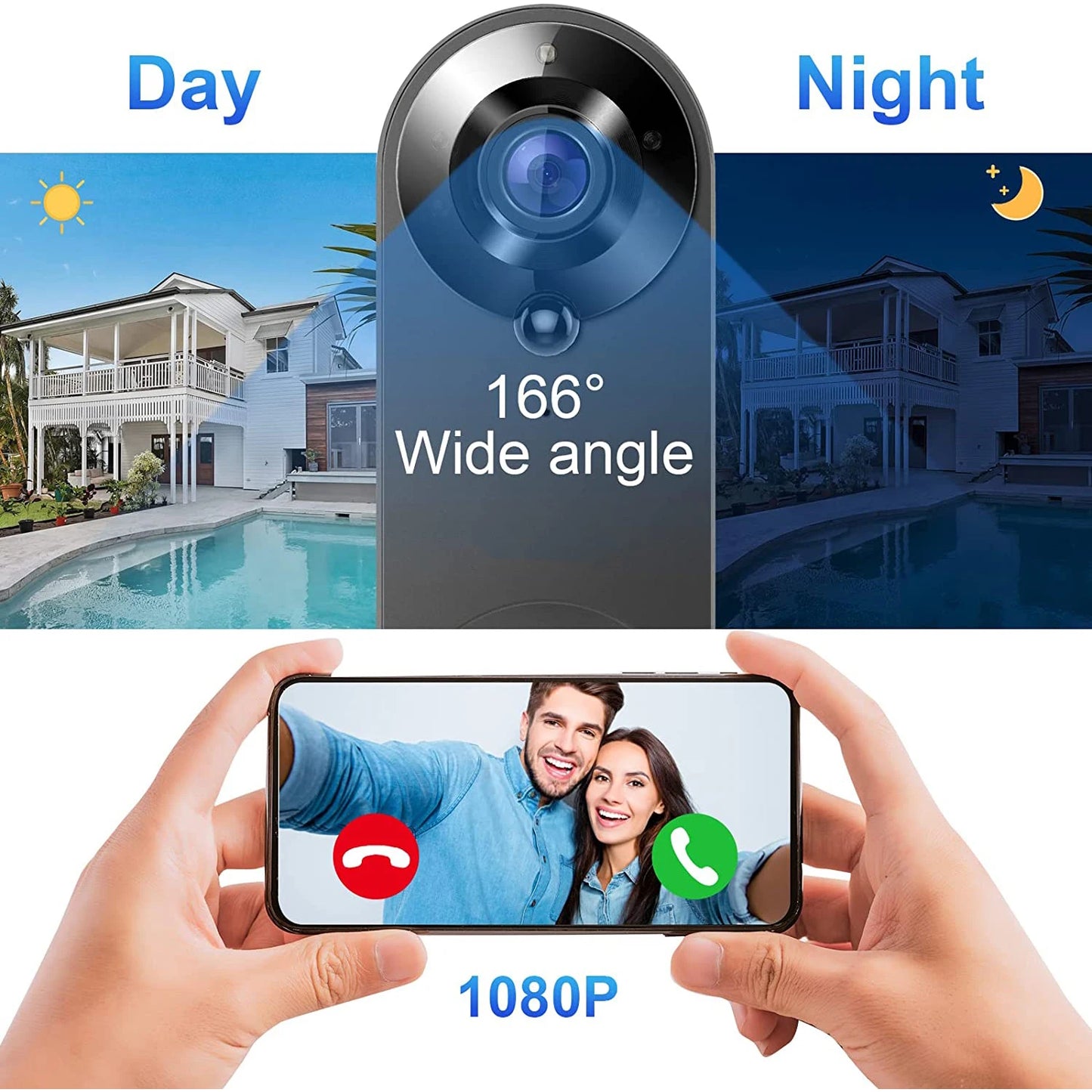 1080P Wireless Wifi Doorbell Video Intercom Door Bell with Camera Tuya Smart Home for Security Protection PIR Motion Detection