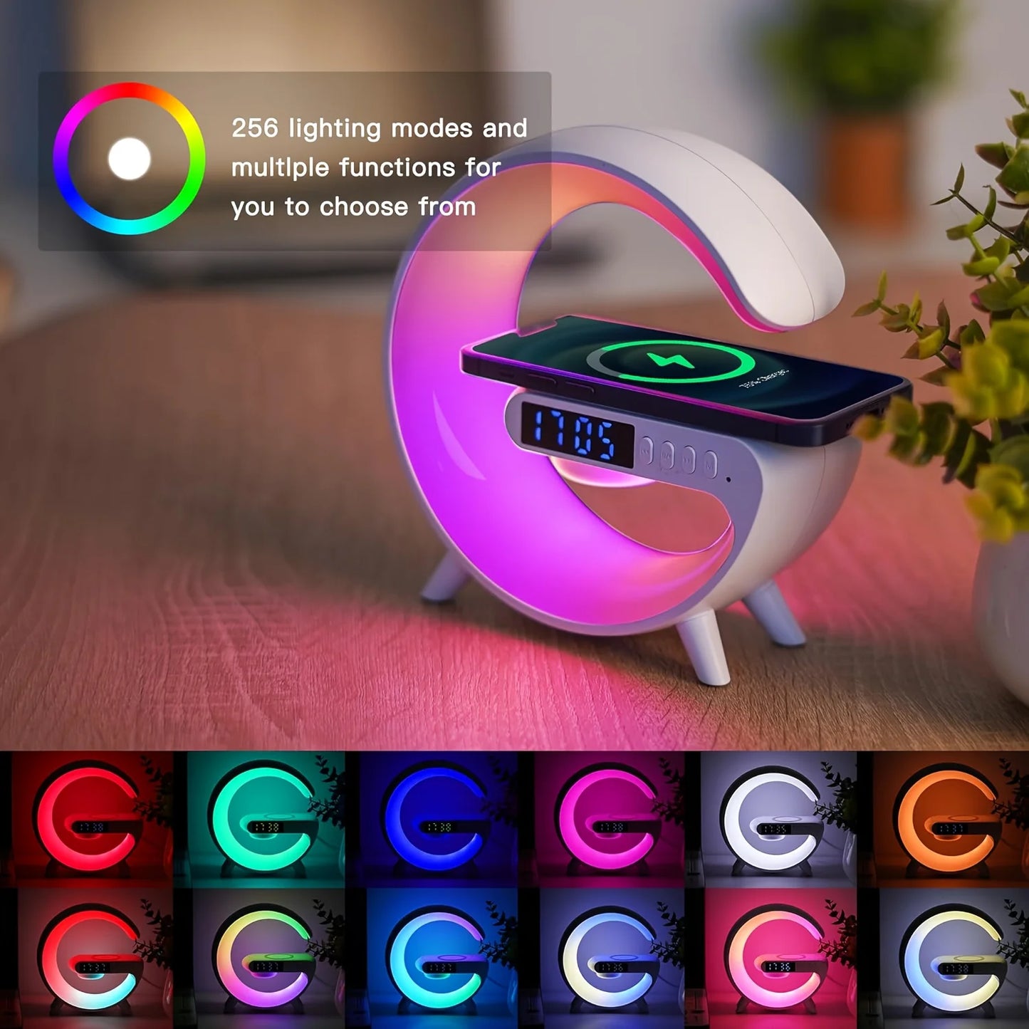 G Styling Smart Lamps Music Bluetooth Speaker 4-in-1 Wireless Charger 15W Alarm Clock Speaker Electric Home Decor Child Gifts