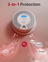 Smart Smoke Detector Carbon Monoxide Detector Combo with Replaceable Battery, Wi-Fi Smoke and Carbon Monoxide Detector with