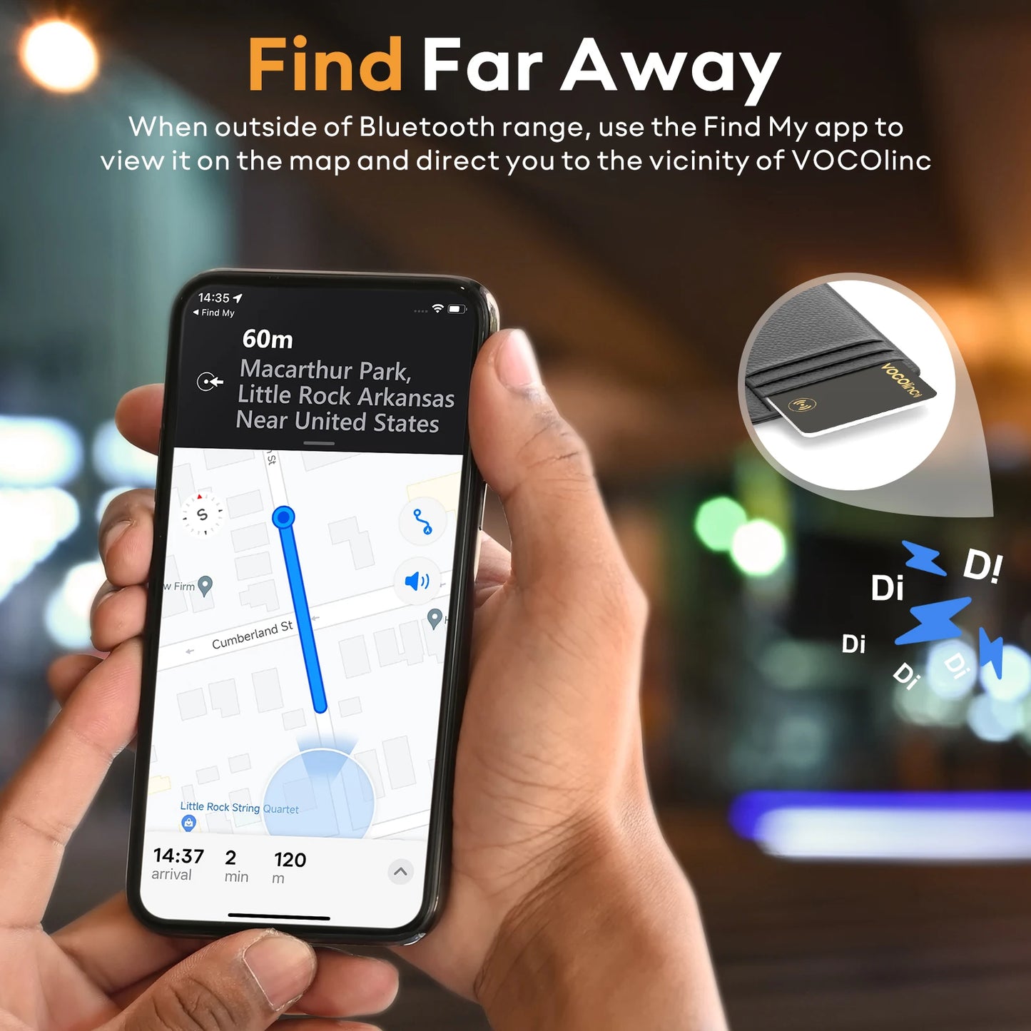 VOCOlinc Wireless Wallet Tracking Card, GPS locator, Smart Tag, iPhone, Apple Device, Find My Airtag Ultra-slim mini smart GPS l