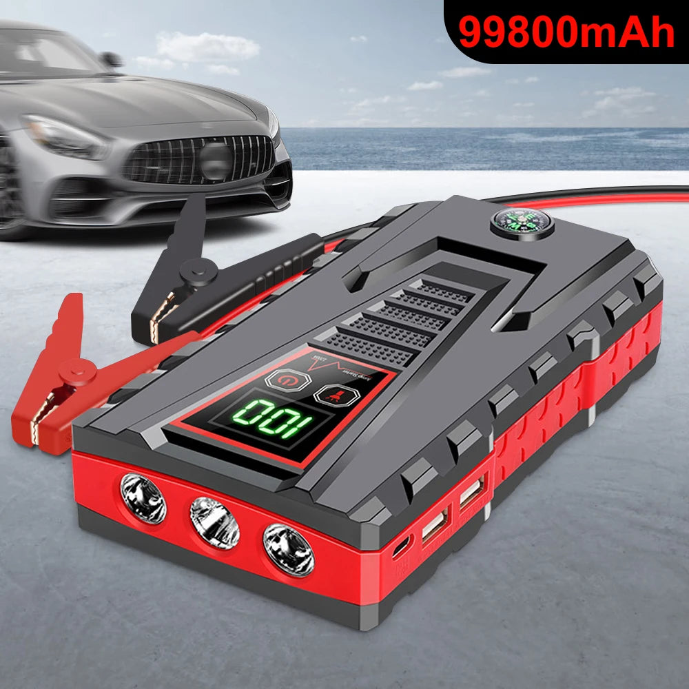 Car Jump Starter Powerbank Booster Charger Battery Power Bank Portable Starter for 12V Vehicle Auto Battery Starter with Toolbox