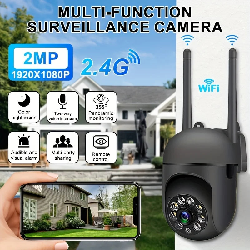 2MP Wifi Camera Outdoor IP Wireless Camera Security PTZ 4X Zoom Cameras AI Human Tracking Two-way Audio HD Night Color Cameras