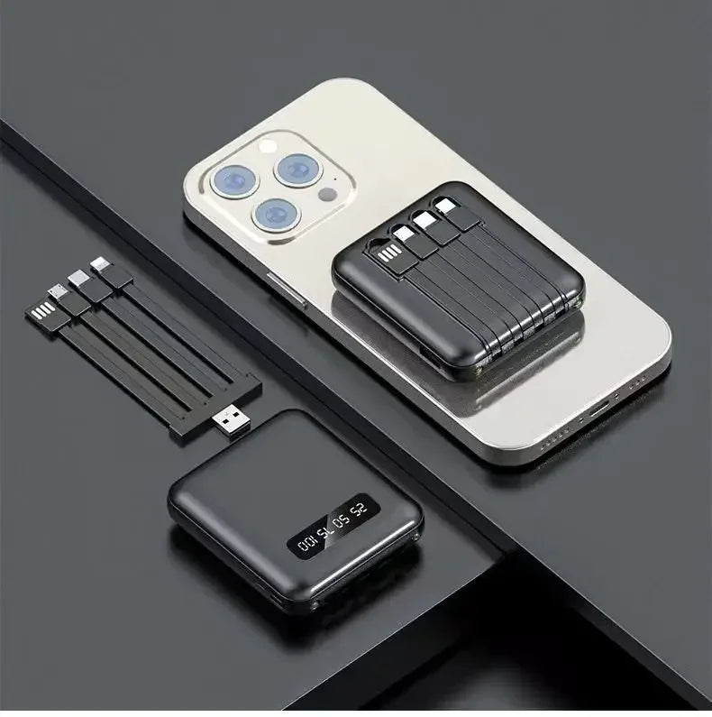 Mirror Screen Mini Fast Charge Large Capacity 20000 MAh Fast Charging Power Bank Sharing with Cable Mobile Power Supply